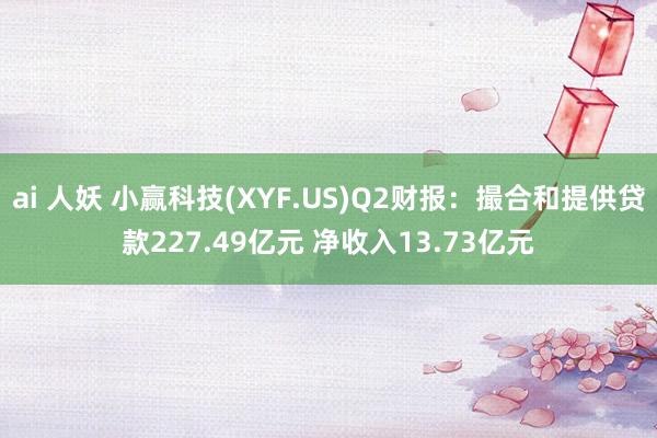 ai 人妖 小赢科技(XYF.US)Q2财报：撮合和提供贷款227.49亿元 净收入13.73亿元