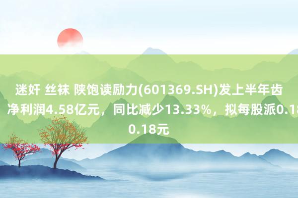 迷奸 丝袜 陕饱读励力(601369.SH)发上半年齿迹，净利润4.58亿元，同比减少13.33%，拟每股派0.18元