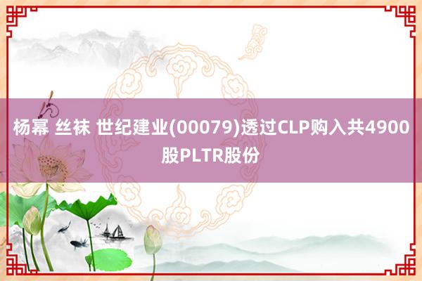 杨幂 丝袜 世纪建业(00079)透过CLP购入共4900股PLTR股份