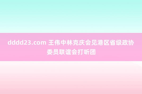 dddd23.com 王伟中林克庆会见港区省级政协委员联谊会打听团