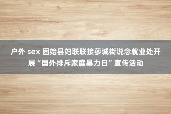 户外 sex 固始县妇联联接蓼城街说念就业处开展“国外排斥家庭暴力日”宣传活动